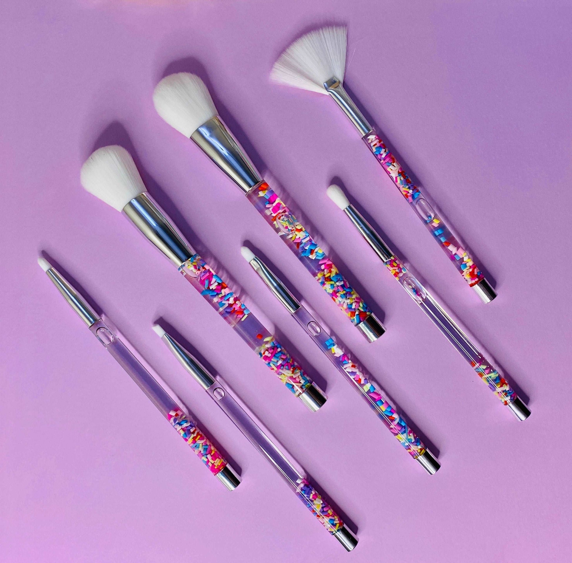 Rainbow Sprinkles Liquid Cosmetic Makeup Brush Set Makeup Brushes Pink Sweetheart