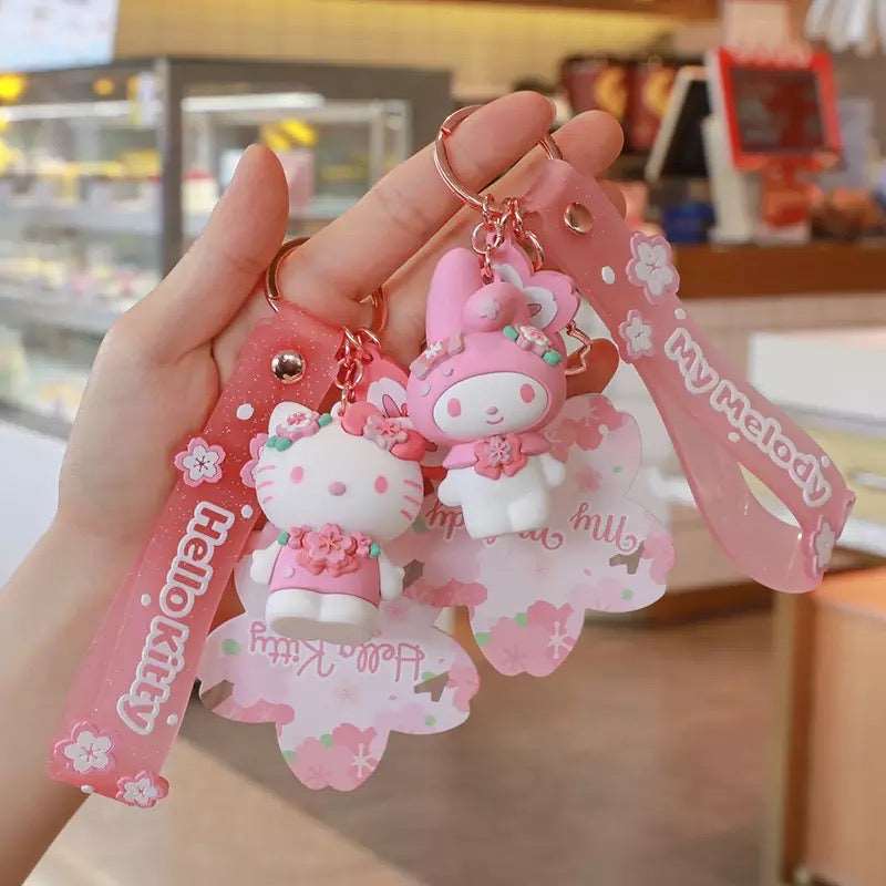 Sanrio Pink Sakura Cherry Blossom Kawaii Keychain Keychains Pink Sweetheart