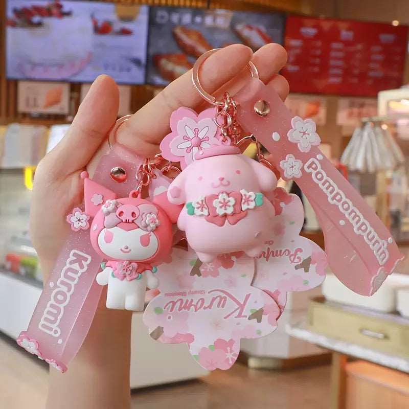 Sanrio Pink Sakura Cherry Blossom Kawaii Keychain Keychains Pink Sweetheart