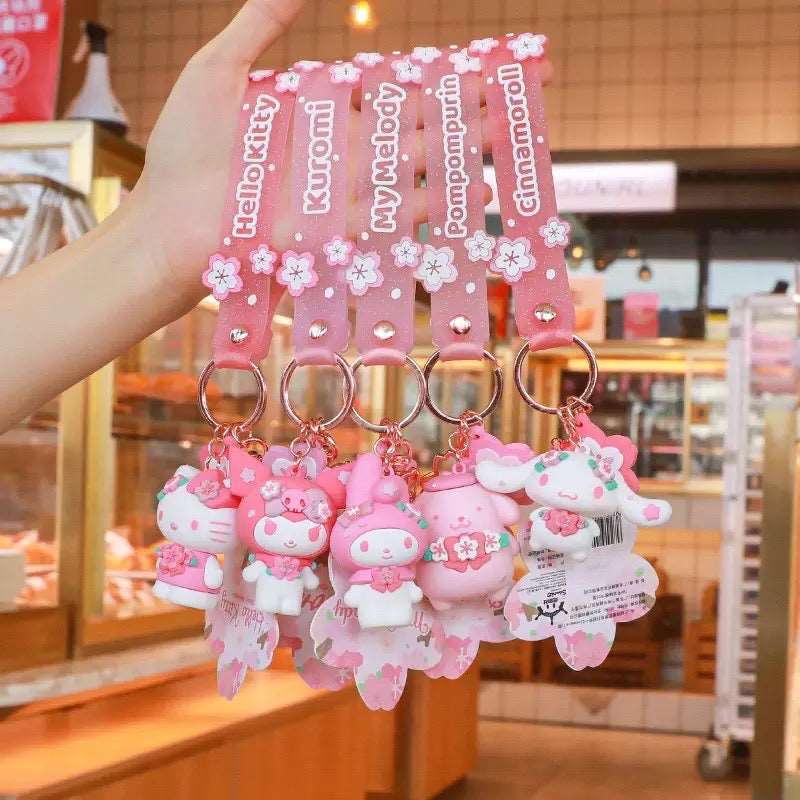 Sanrio Pink Sakura Cherry Blossom Kawaii Keychain Keychains Pink Sweetheart