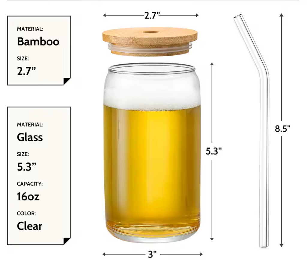 Glass Tumbler with Straw Set