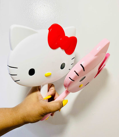 White Handheld Hello Kitty Mirror Face Mirrors Pink Sweetheart