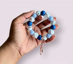 Aesthetic Vibes Chunky Silicone Beaded Keychain - Blue Terrazzo