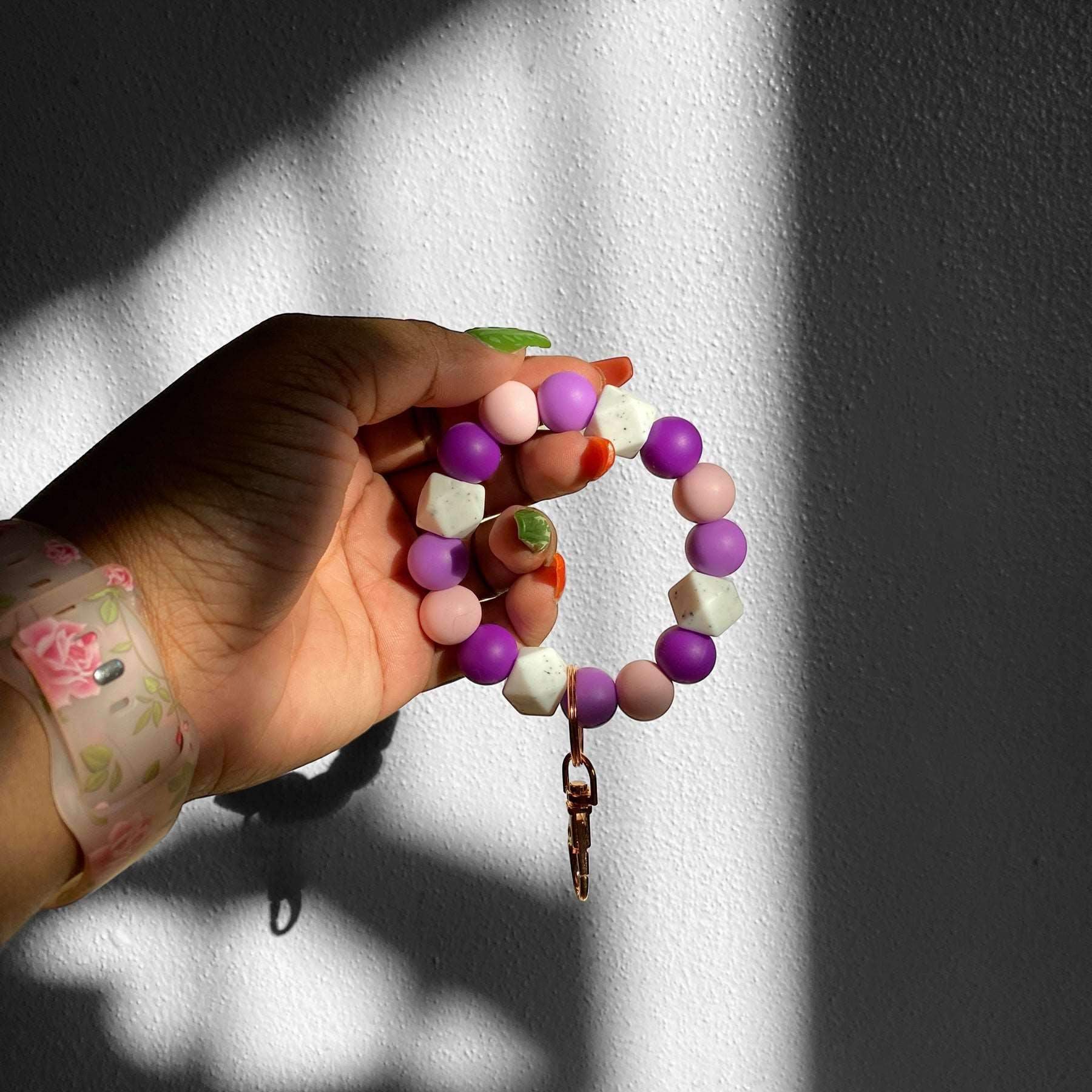 Aesthetic Vibes Chunky Silicone Beaded Keychain - Grape