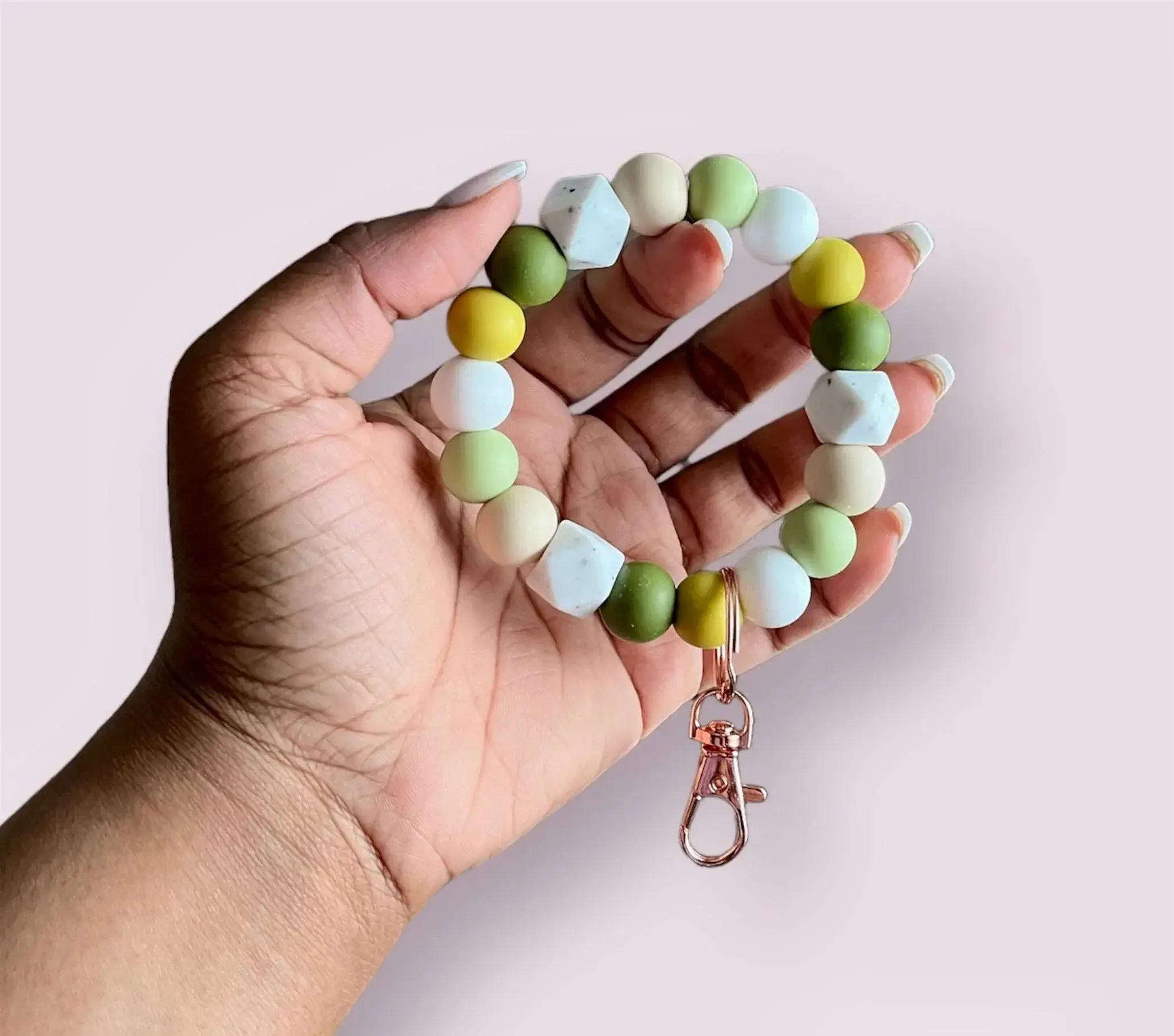 Aesthetic Vibes Chunky Silicone Beaded Keychain - Herbal