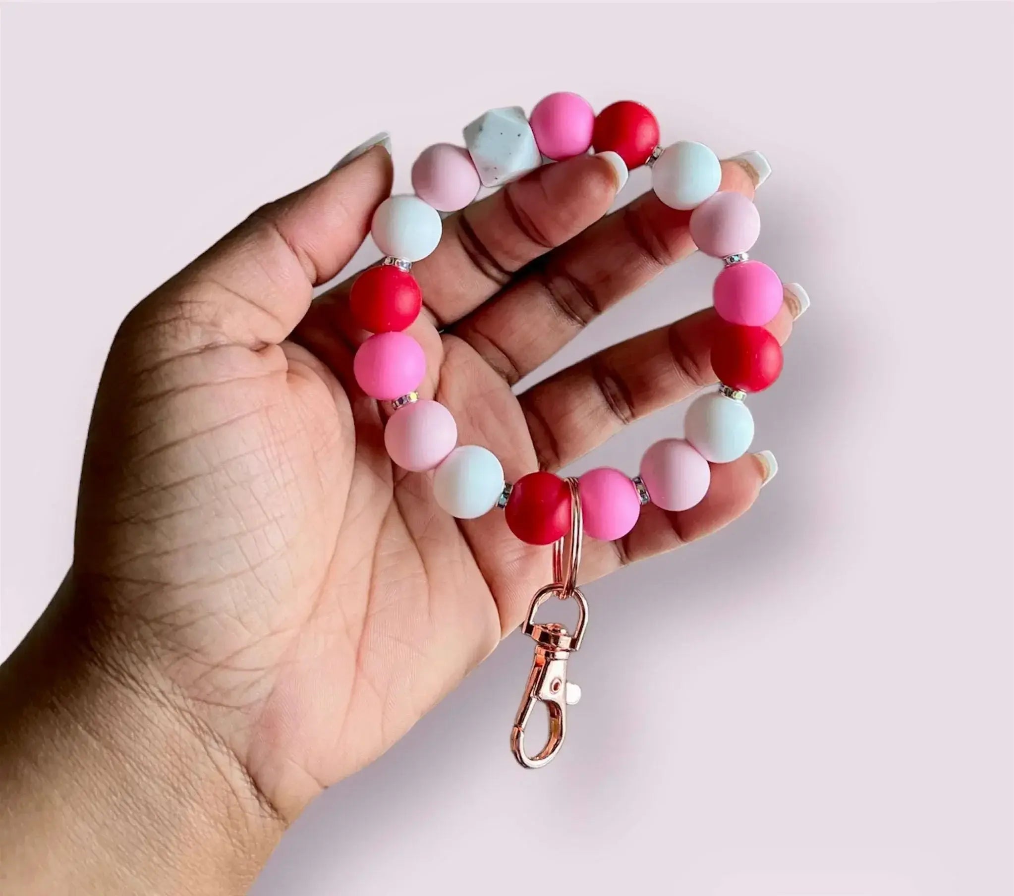 Aesthetic Vibes Chunky Silicone Beaded Keychain - Valentine