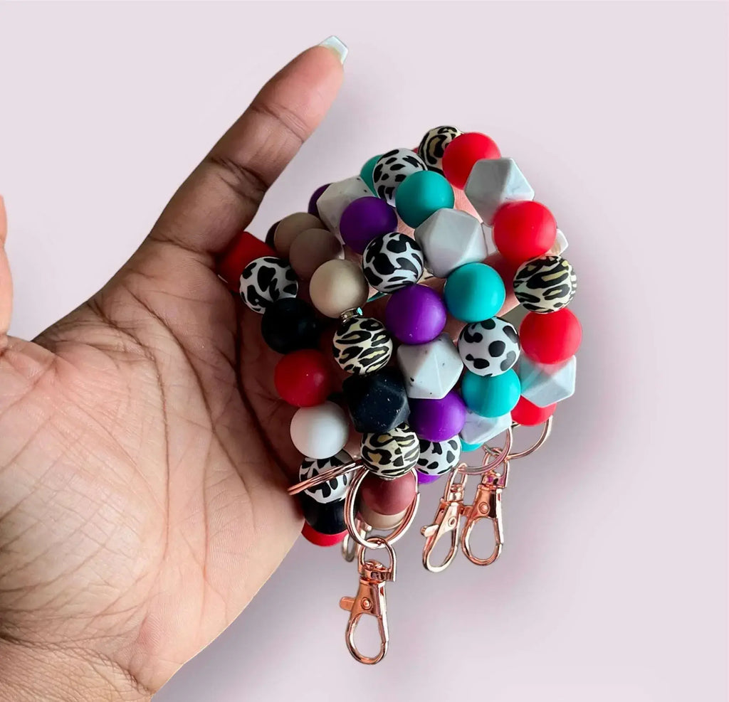 Animal Print Chunky Silicone Wristlet Keychain