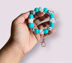 Animal Print Chunky Silicone Wristlet Keychain - Style 2 TEAL