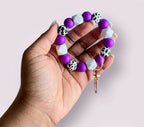 Animal Print Chunky Silicone Wristlet Keychain - Style 3 PURPLE