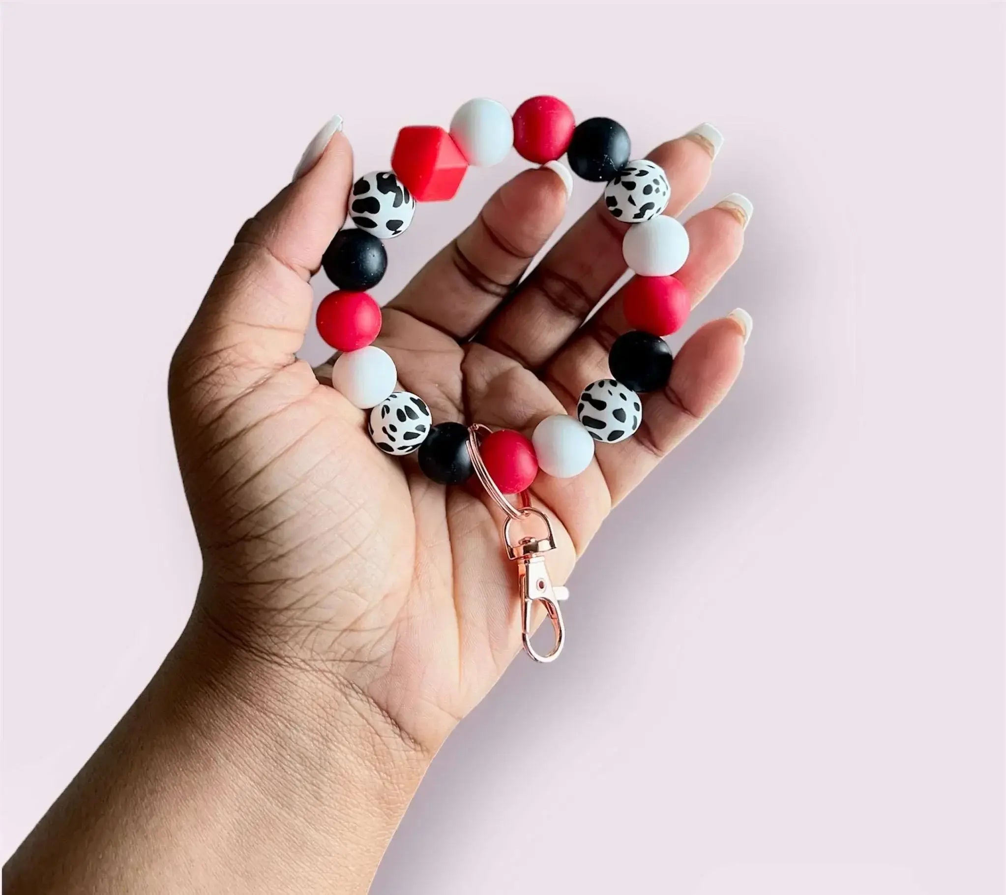 Animal Print Chunky Silicone Wristlet Keychain - Style 5 SCARLET