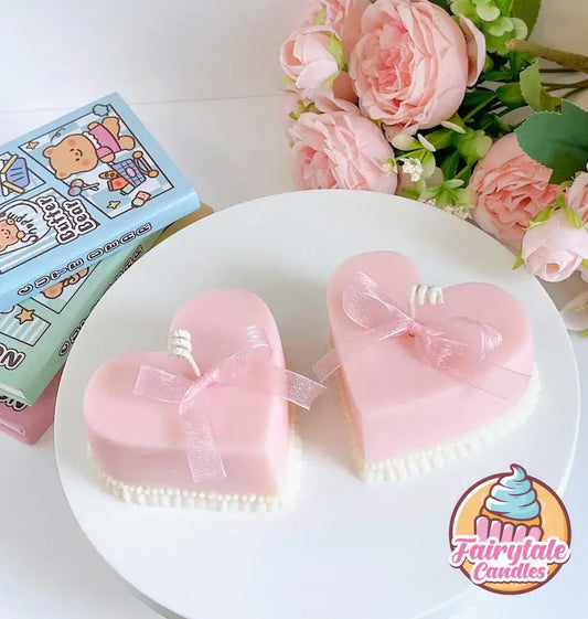 Pink Strawberry Heart Shaped Mini Dessert Cake Candle