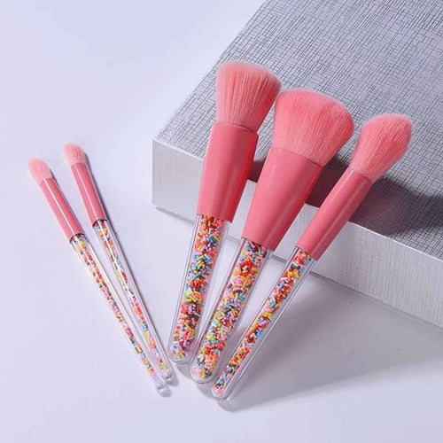 Birthday Cupcake Sprinkles Makeup Brushes - Bubblegum / 5 Brushes