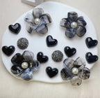 Black Heart Bloom Clog Charms Set