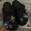 Black Heart Bloom Clog Charms Set