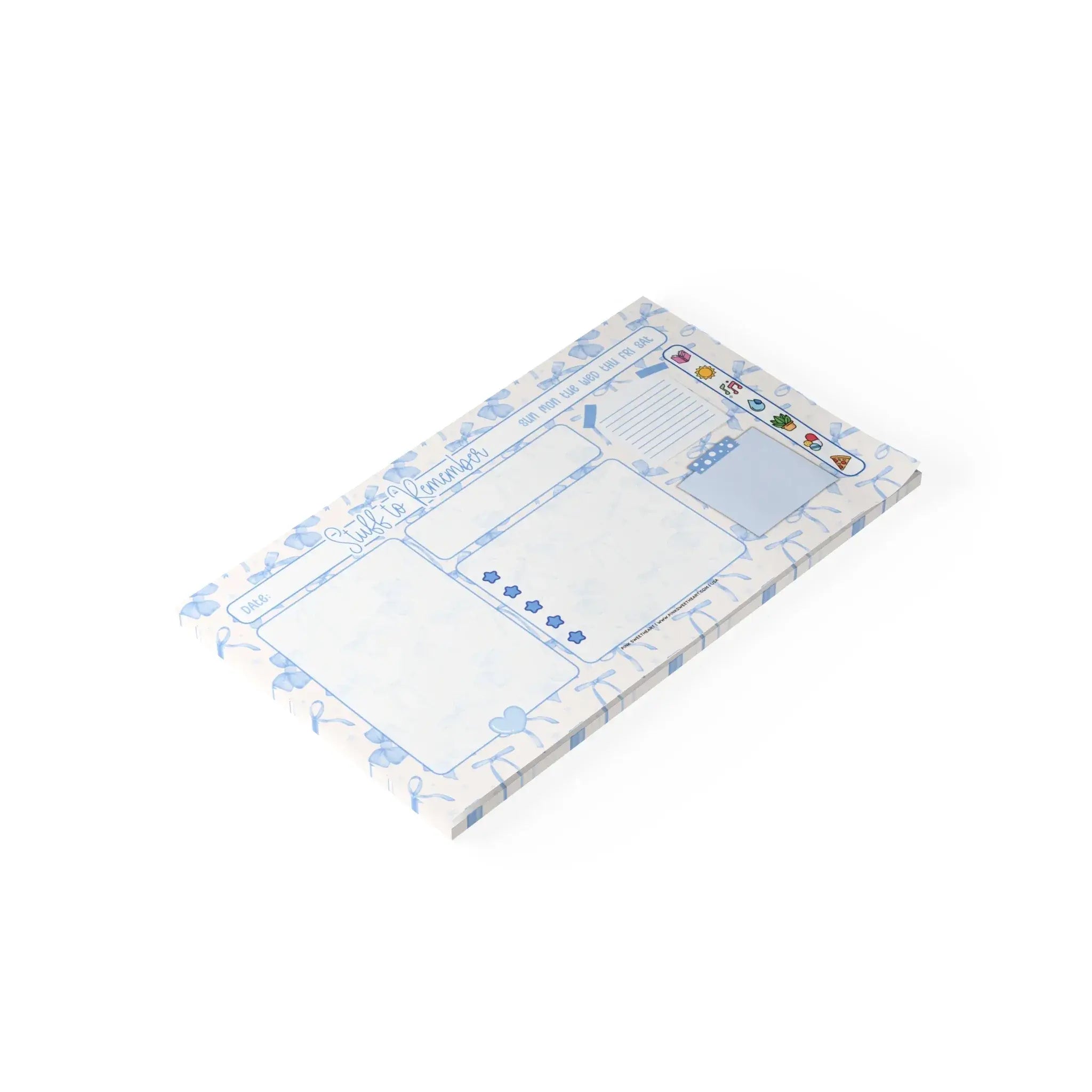 Blue Bow Ribbons Sticky Note Pad