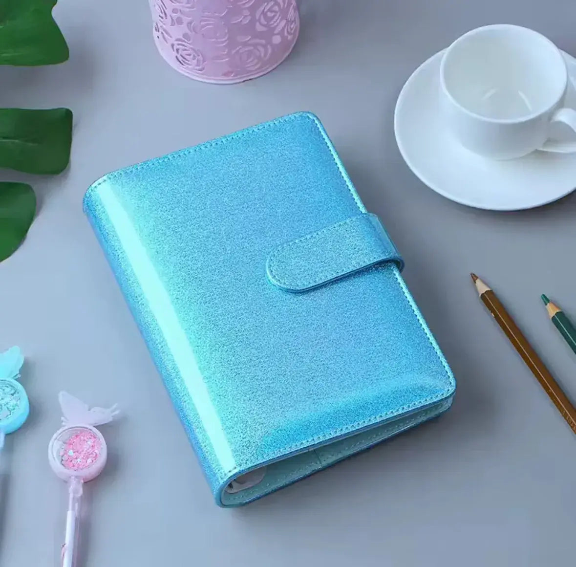 Blue Sapphire Shimmer Holographic A6 Budget Binder