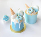Blueberry Macaroon Ice Cream Mini Dessert Cake Candle