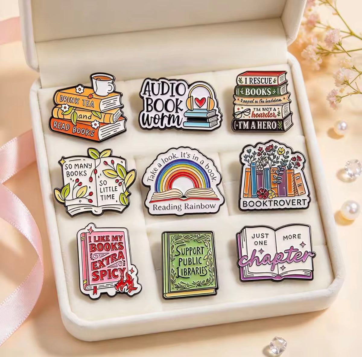 Book Lover Enamel Pin Set 9pcs