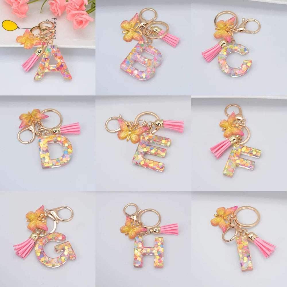 Butterfly Rainbow Letter Keychain