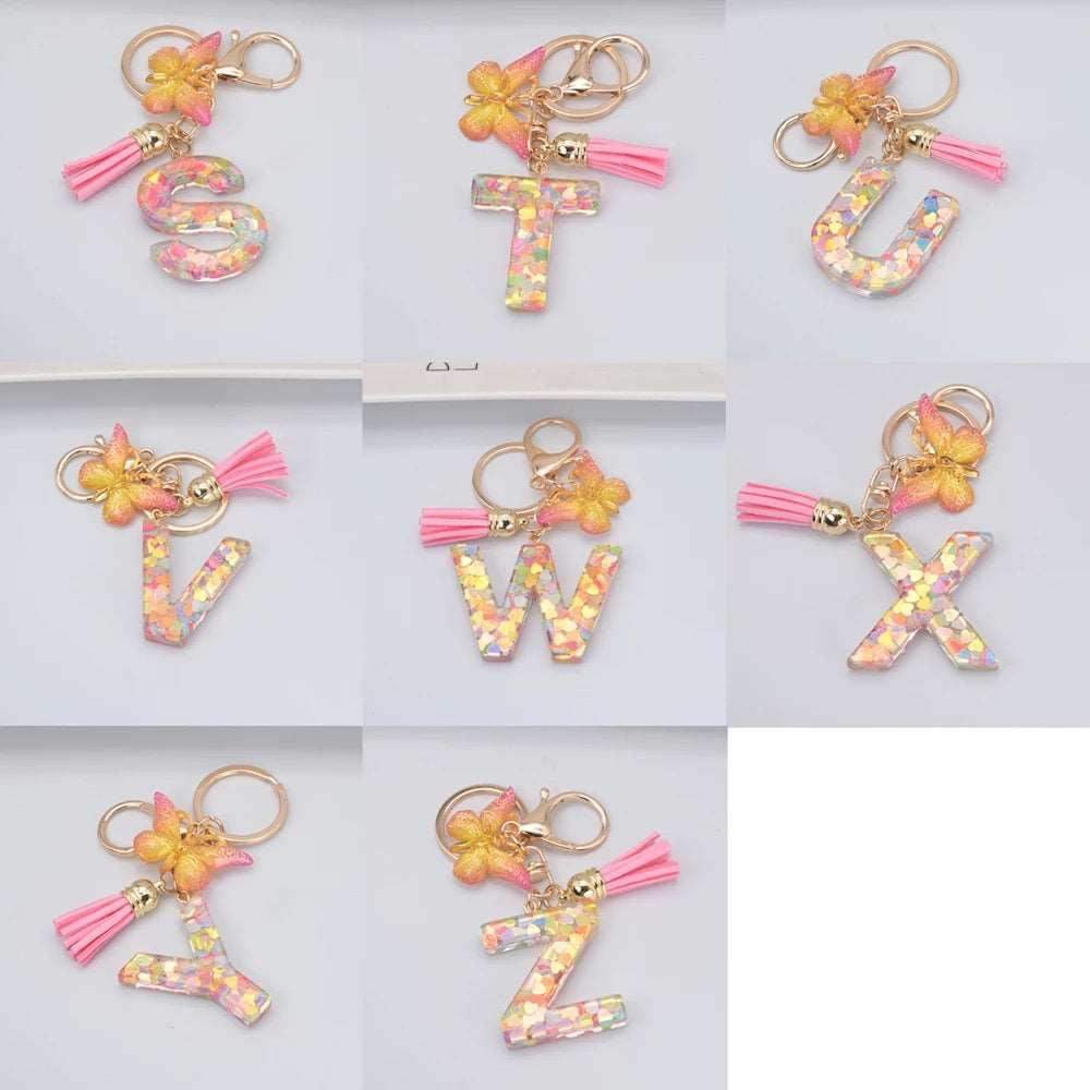 Butterfly Rainbow Letter Keychain