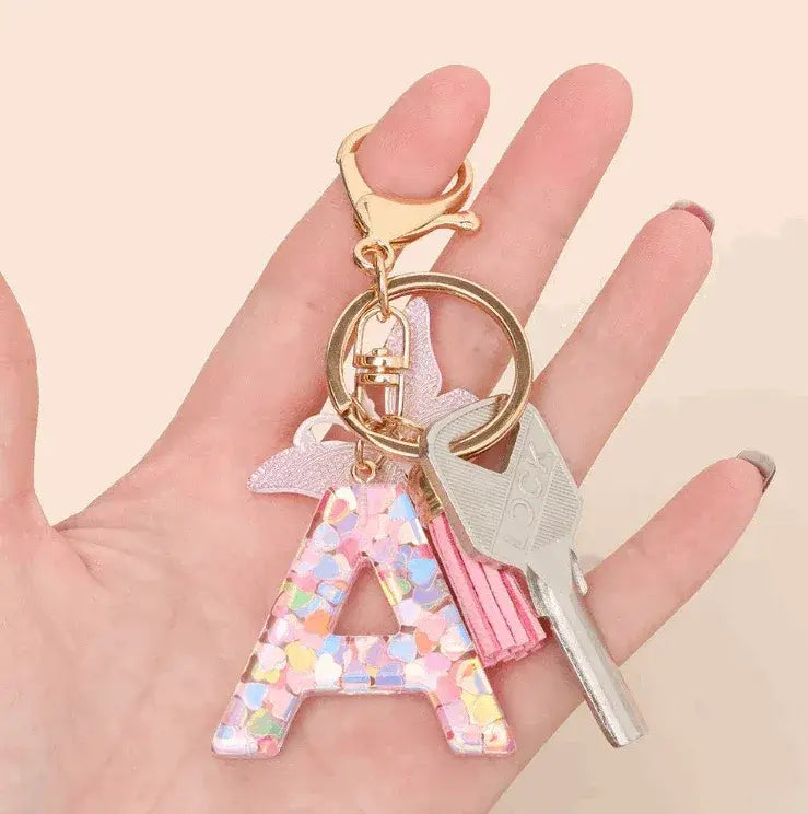 Butterfly Rainbow Letter Keychain