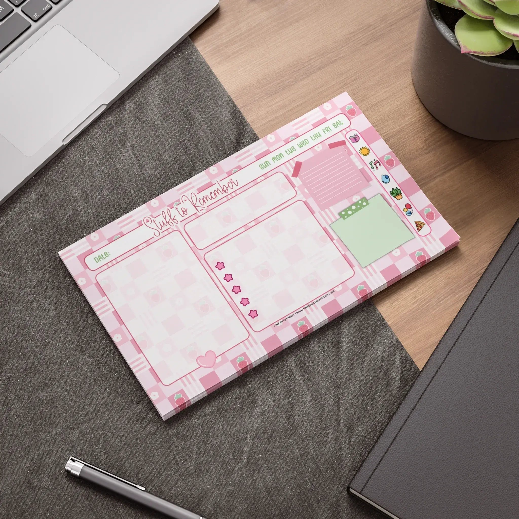 Checkered Strawberry Jam Sticky Note Pad