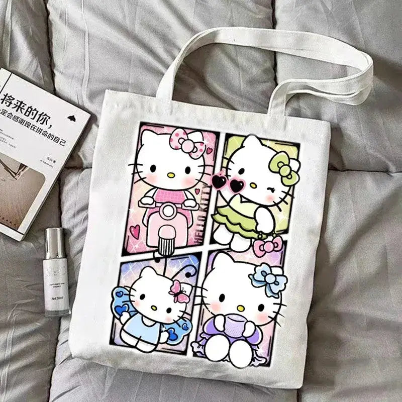 Chibi Kawaii Cartoon Anime Canvas Tote Bag - Hello Kitty