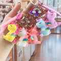 Chibi Rainbow Unicorn Rubber Keychain Charm - White
