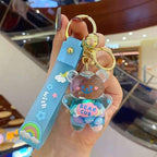 Chubby Bear Cub Liquid Keychain - Blue