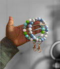 Chunky Silicone Terrazzo Wristlet Keychain - Blue