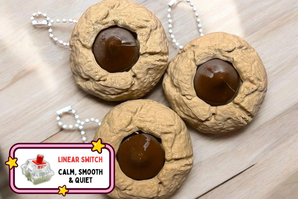 Classic Peanut Butter Blossom Clicker Fidget Keychain - Linear Red