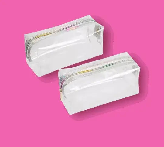 Clear Holo Rainbow Jelly Makeup Bag Trio Set