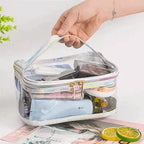 Clear Holo Rainbow Jelly Makeup Bag Trio Set