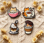 Coffee Cat Enamel Pin Set 4pcs