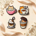 Coffee Cat Enamel Pin Set 4pcs