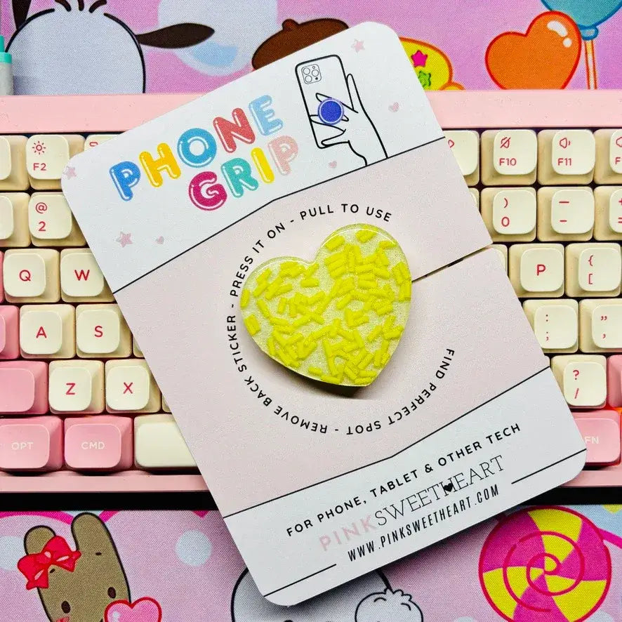Confectionery Sprinkles Phone Grip - Lemon / Heart