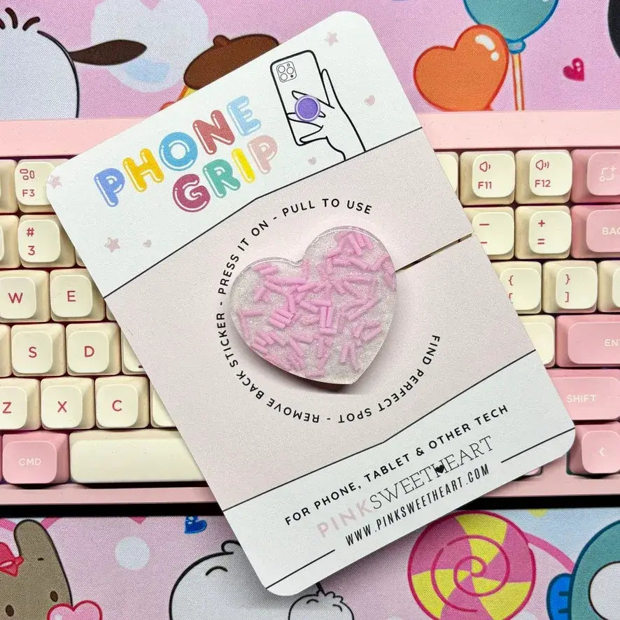 Confectionery Sprinkles Phone Grip - Pink Berry / Heart