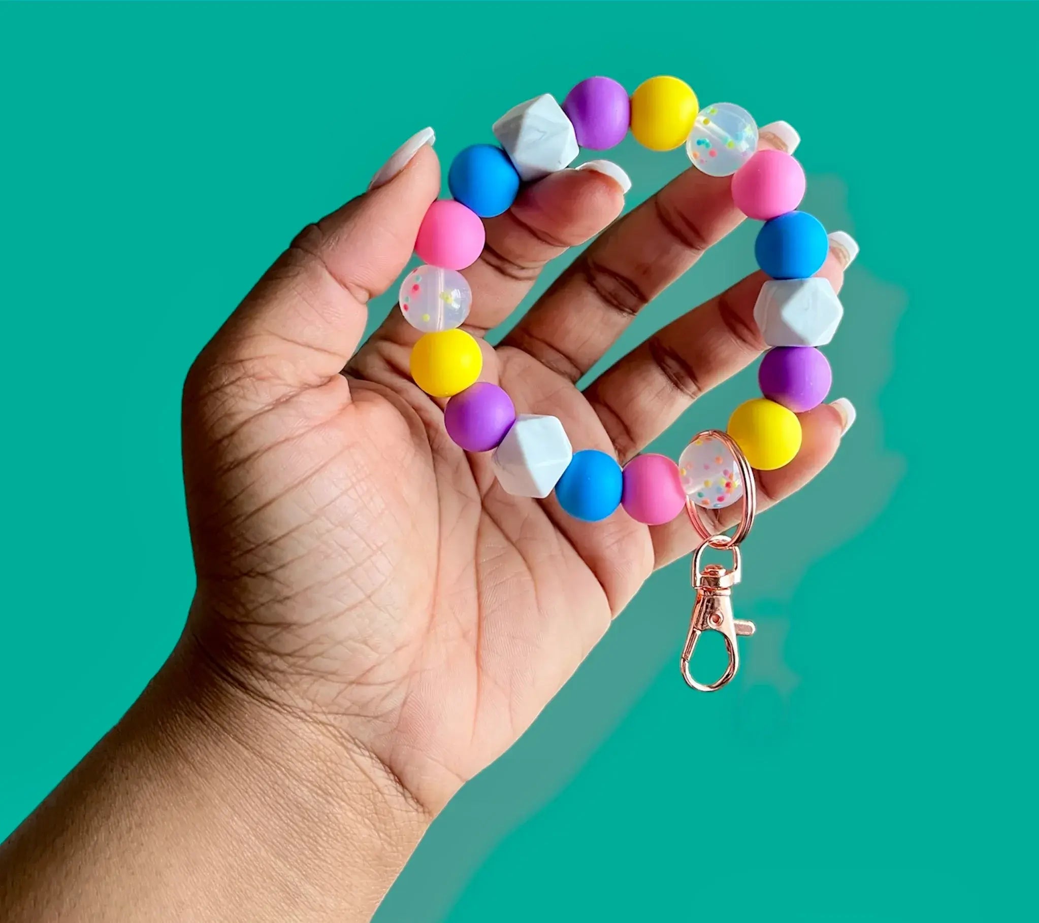 Confetti Sprinkles Chunky Silicone Wristlet Keychain - Style 2 Purple
