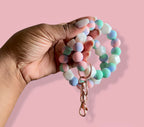 Cotton Candy Swirl Chunky Silicone Wristlet Keychain