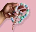 Cotton Candy Swirl Chunky Silicone Wristlet Keychain