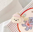 Cozy Bear AirTag Case Keychain - White