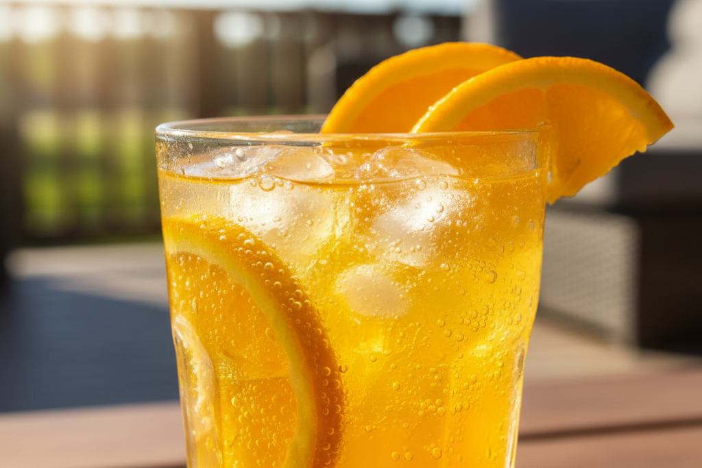 crip bright orange soda with orange slices