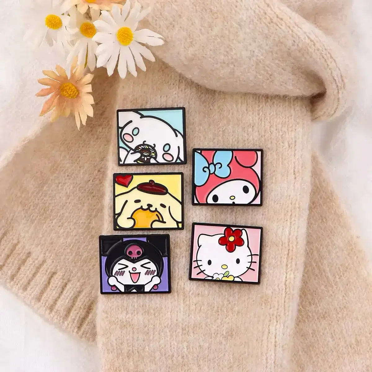 Cute Kawaii Friends Portrait Enamel Pin Set 5pc