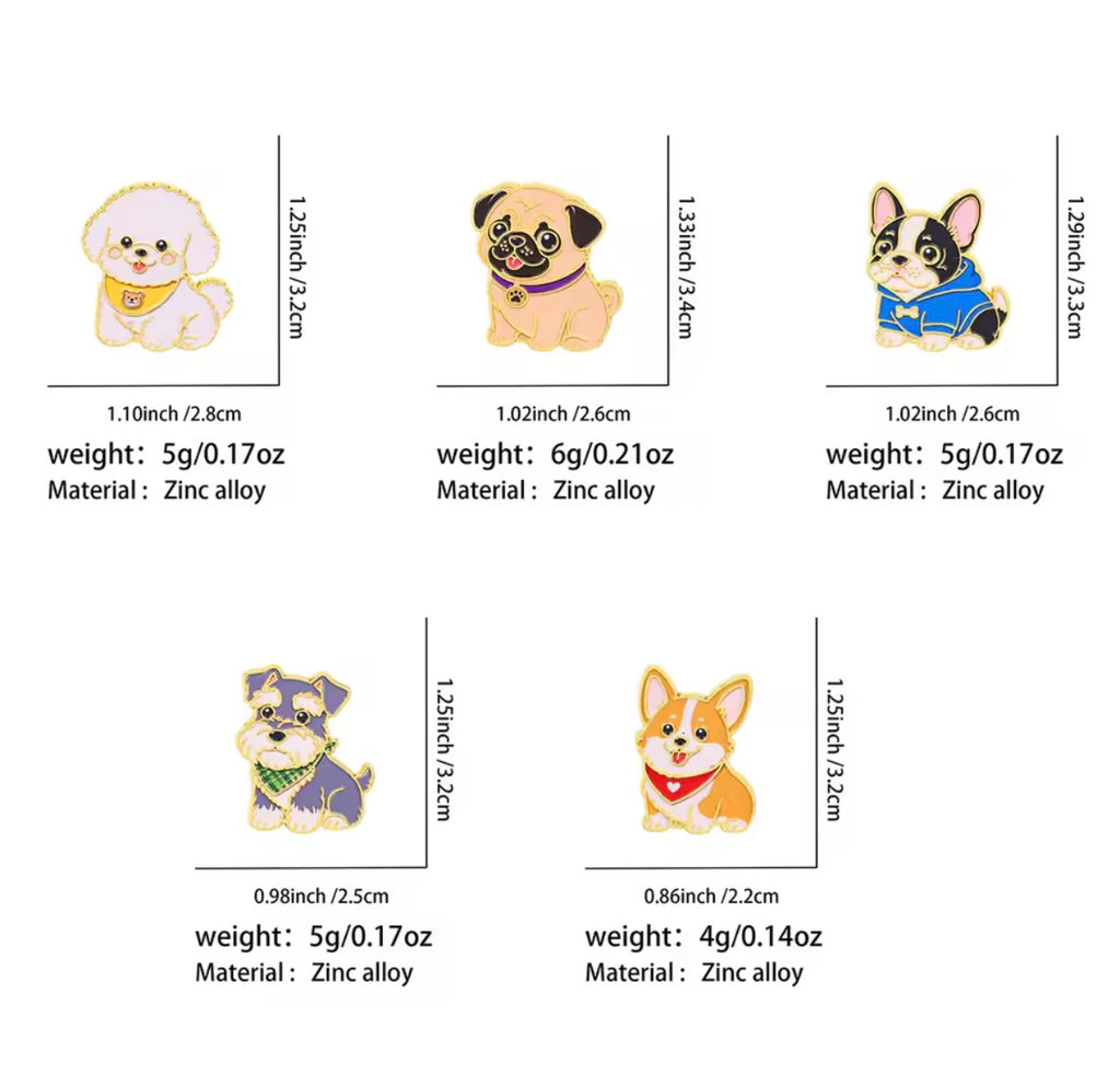 Cute Puppies Enamel Pin Set 5pcs