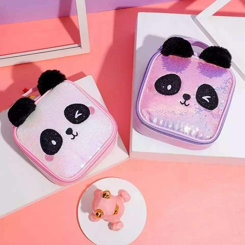 Cute Sequin Panda Makeup Bag