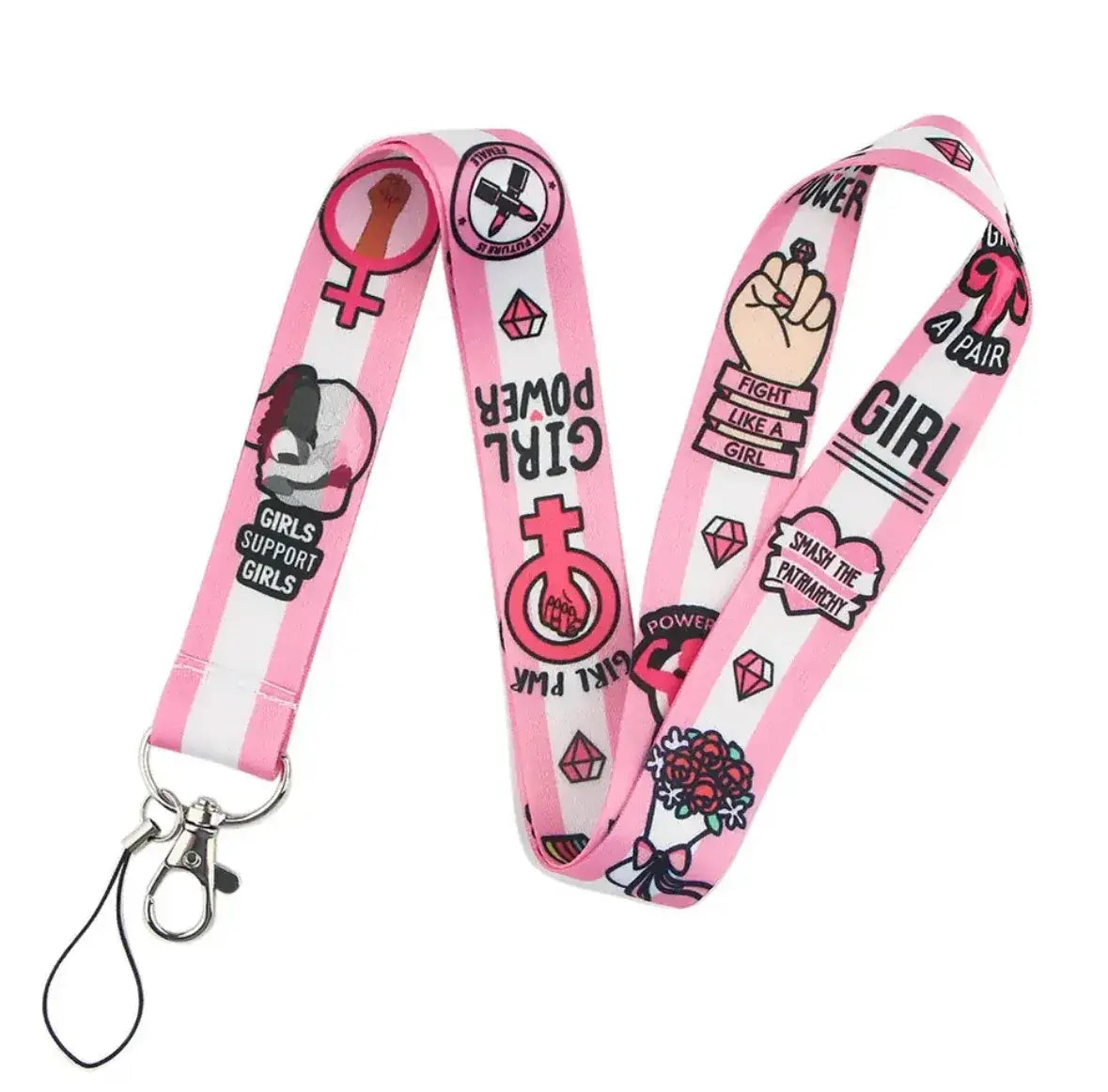 Cute Strap Lanyard Keychain - Girl Power