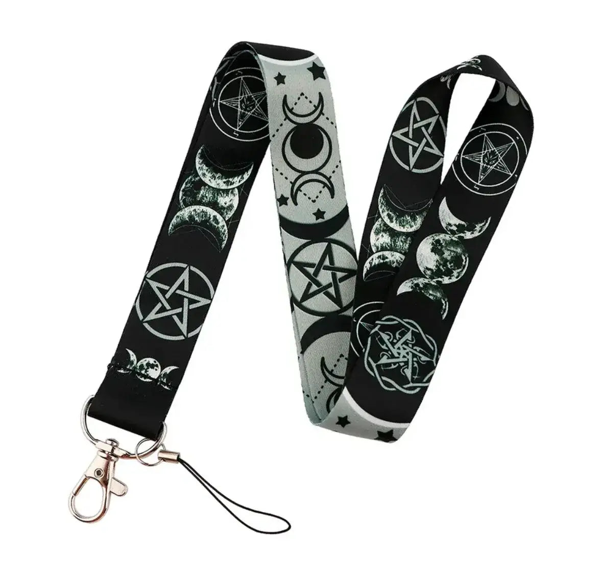 Cute Strap Lanyard Keychain - Gothic Moon