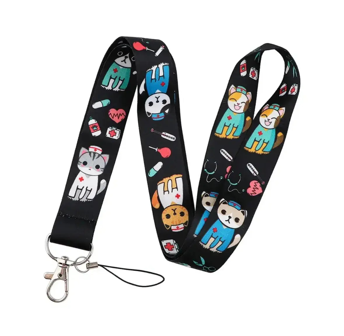 Cute Strap Lanyard Keychain - Medical Kitty