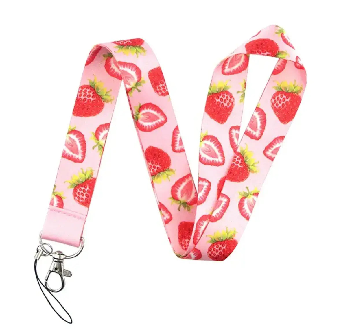 Cute Strap Lanyard Keychain - Sweet Strawberries