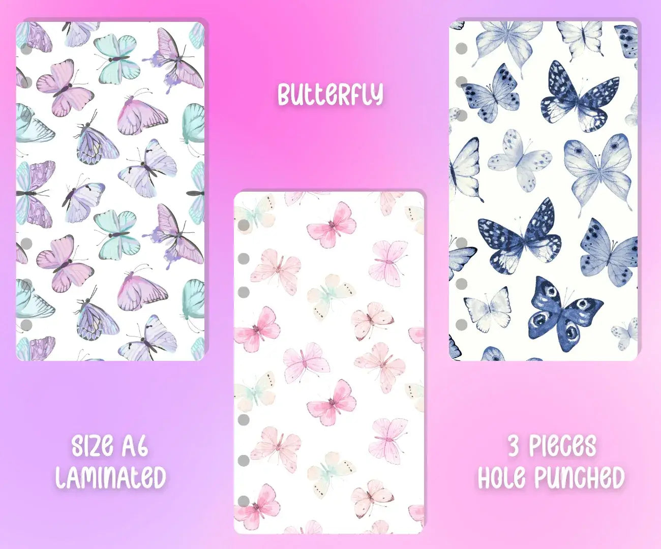 Decorative Binder Dashboards A6 - 3pcs - Butterflies
